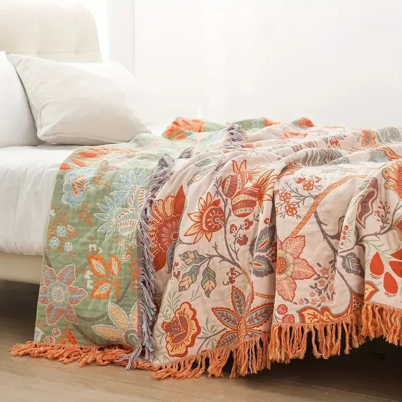 Floral Boho Sofa Throw Blanket