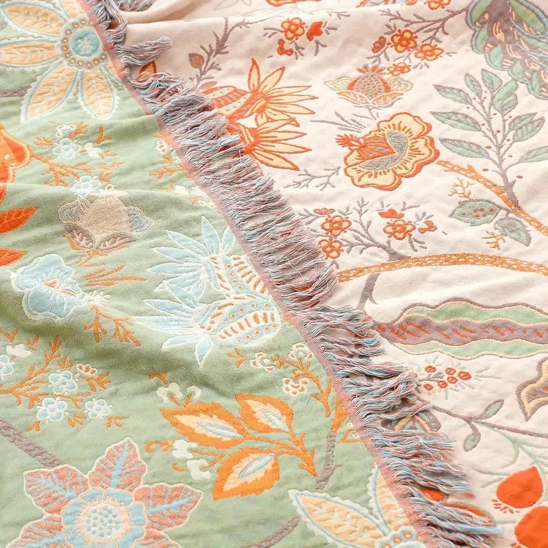Floral Boho Sofa Throw Blanket